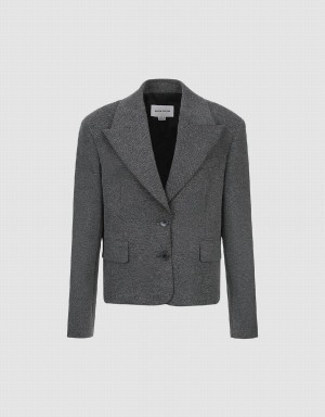 Grey Women's Urban Revivo Peak Lapel Tailored Collar Blazers | QNL1733IW