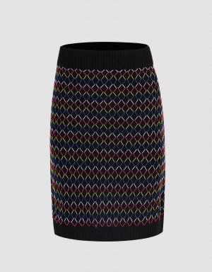 Grey Women's Urban Revivo Plaid Knitted Skirts | PPI9678FC