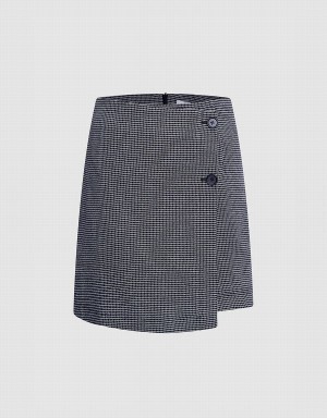 Grey Women's Urban Revivo Plaid Wrap Mini Skirts | XCW6342YZ