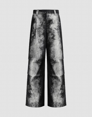 Grey Women's Urban Revivo Printed Loose Wide-Leg Pants | QOB593HW