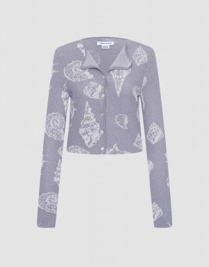 Grey Women's Urban Revivo Seashell Button Up Cardigan | XEM4756OV