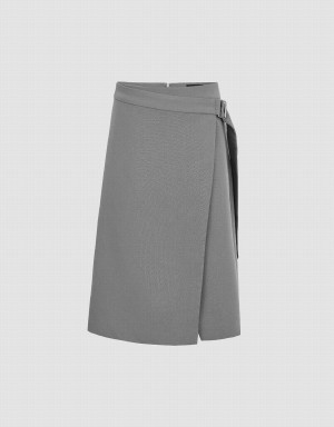 Grey Women's Urban Revivo Split Hem A-Line Skirts | CUA3325TR