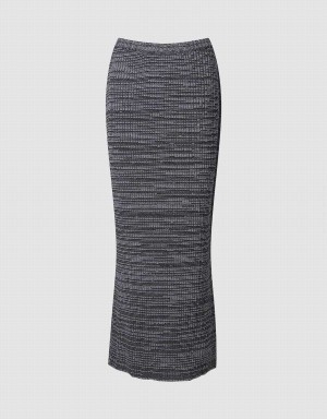 Grey Women's Urban Revivo Textured Long Knitted Skirts | GGC4579CN