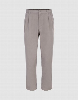 Khaki Grey Men's Urban Revivo Oversized Straight Pants | XIO419PC