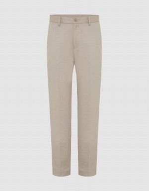 Khaki Grey Men's Urban Revivo Tailored Straight Pants | POV7648CD