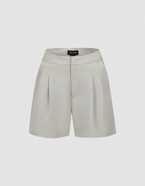 Khaki Grey Women's Urban Revivo Tailored Shorts | YAD3877RJ