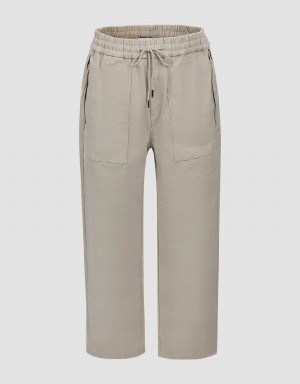 Khaki Men's Urban Revivo Drawstring Waist Straight Pants | WJV3139KC