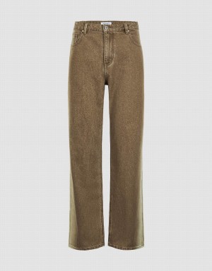 Khaki Men's Urban Revivo Gradient Straight Jeans | CTL2325MD