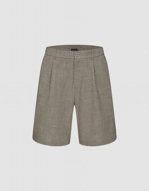 Khaki Men's Urban Revivo Loose Shorts | GNP1353BJ