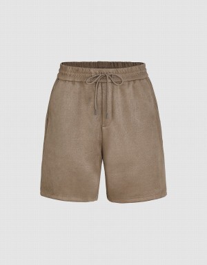 Khaki Men's Urban Revivo Loose Shorts | TWE91ZV