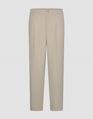 Khaki Men's Urban Revivo Tailored Carrot Fit Pants | MCK6562FJ