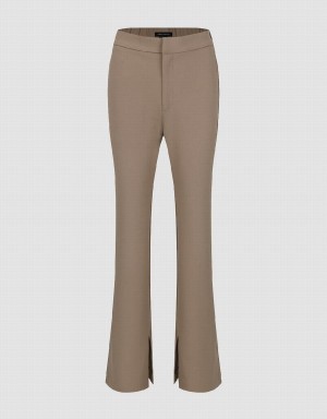 Khaki Women's Urban Revivo Knitted Flare Pants | DXN2297PX