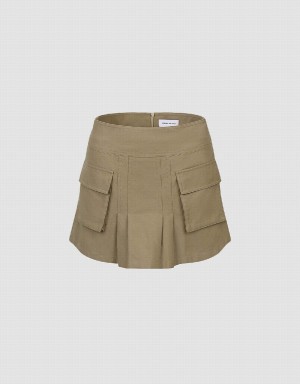 Khaki Women's Urban Revivo Mini A-Line Skirts | AFF336WI