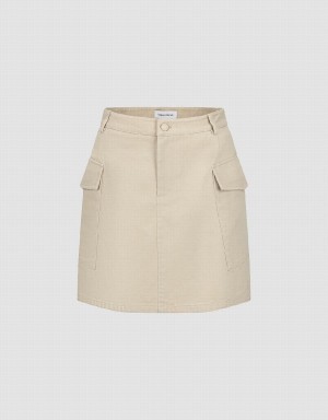 Khaki Women's Urban Revivo Mini A-Line Skirts | PWV2467FD