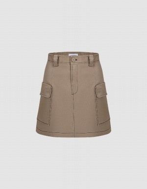 Khaki Women's Urban Revivo Mini A-Line Skirts | ECY9242KK