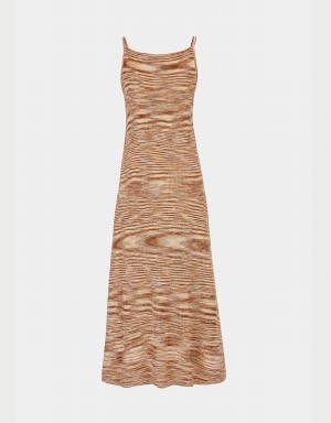 Khaki Women's Urban Revivo Sleeveless Crew Neck Knitted Dress | IWE843SV