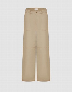 Khaki Women's Urban Revivo Straight Leg Cargo Pants | QJB4422WH