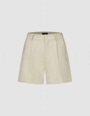 Khaki Women's Urban Revivo Tailored Regular Shorts | MTP2578ZW