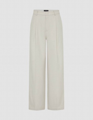 Khaki Women's Urban Revivo Tailored Wide-Leg Pants | OTU620VJ