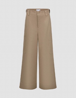 Khaki Women's Urban Revivo Wide-Leg Pants | UTY328EG