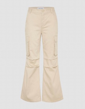 Khaki Women's Urban Revivo Wide-Leg Pants | KQT1675HJ