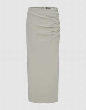 Khaki Women's Urban Revivo Wrapped Maxi Skirts | RRC1689QO