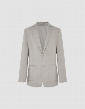 Light Grey Men's Urban Revivo Notch Lapel Tailored Blazers | MIJ3543NN