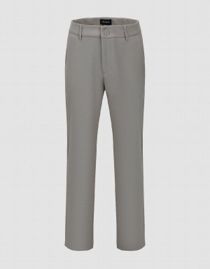 Light Grey Men's Urban Revivo Straight Pants | QXP5611AJ