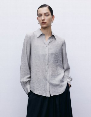 Light Grey Women's Urban Revivo 2 In 1 Button Up Shirts | KNI7297WS