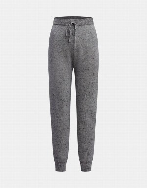 Light Grey Women's Urban Revivo Drawstring Flecked Knitted Joggers Pants | MBM4261XA