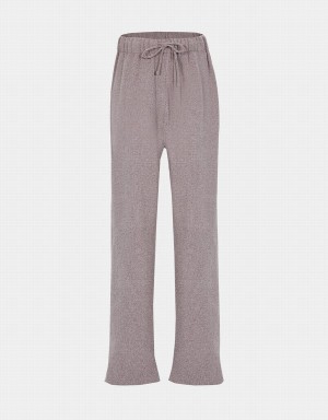 Light Grey Women's Urban Revivo Drawstring Straight Leg Knit Pants | IFU718PF