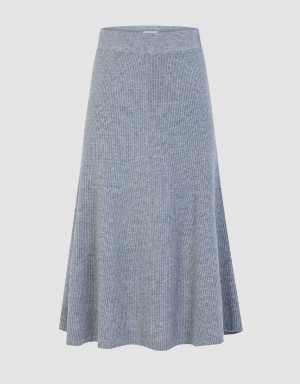 Light Grey Women's Urban Revivo Midi A-Line Knitted Skirts | TQH3094HX