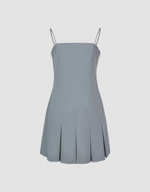 Light Grey Women's Urban Revivo Pleated A-Line Cami Dress | HKT10053GG