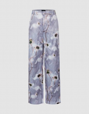 Light Grey Women's Urban Revivo Printed Straight Pants | DIV9836QA