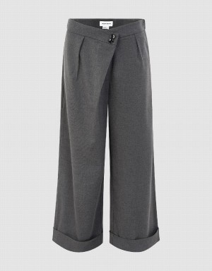 Light Grey Women's Urban Revivo Roll Up Hem Straight Pants | ITI3974NJ