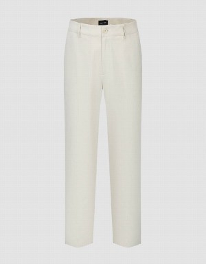 Light Khaki Men's Urban Revivo Straight Pants | ZMN6551DI