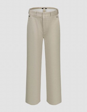 Light Khaki Men's Urban Revivo Wide-Leg Pants | NSD6473YB