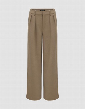 Light Khaki Women's Urban Revivo Tailored Wide-Leg Pants | LQP5664NV