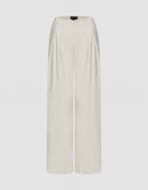 Light Khaki Women's Urban Revivo Woven Thin Wide-Leg Pants | FCR3150PB