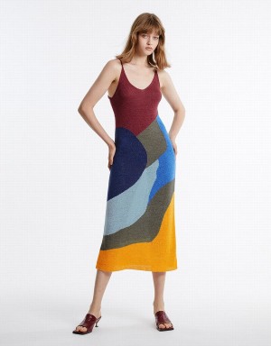 Multicolor Women's Urban Revivo Colorblock Knit Dress | NIC1625GW