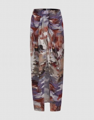 Multicolor Women's Urban Revivo Printed Straight Skirts | XAM5729QD