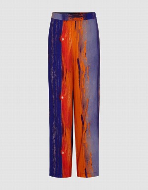 Multicolor Women's Urban Revivo Sunset Printed Wide-Leg Pants | MRV3880SW