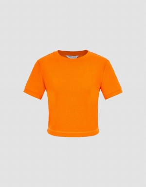 Orange Women's Urban Revivo Crew Neck Skinny T Shirts | EOS1482KT