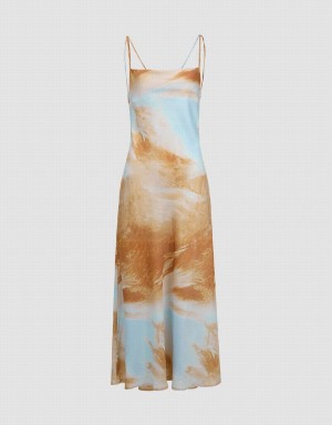 Orange Women's Urban Revivo Printed Skinny Dress | YJC5867SL