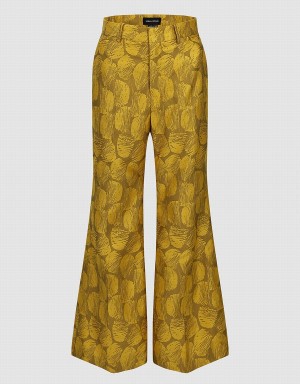 Orange Women's Urban Revivo Tailored Printed Flare Pants | KRT453TK