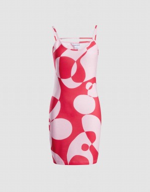 Pink Women's Urban Revivo Abstract Print Bodycon Cami Dress | VRX1850HF