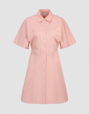 Pink Women's Urban Revivo Button Up Dress | MVD1386YB