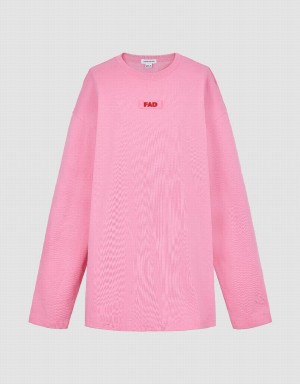 Pink Women's Urban Revivo Letter Printed Crew Neck Loose T Shirts | KFC5343QW