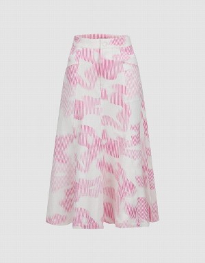 Pink Women's Urban Revivo Printed Midi Fishtail Skirts | APY4839SN