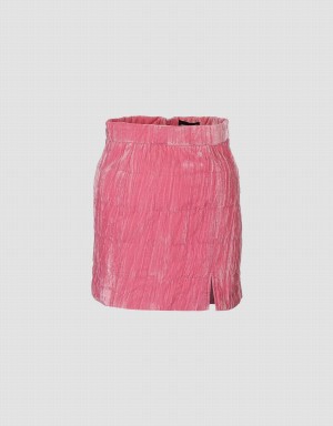 Pink Women's Urban Revivo Puffer Split Hem Mini Skirts | VYP380SD